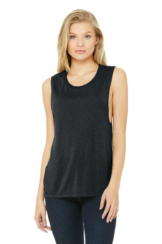 Bella + Canvas Womens Flowy Muscle Tank Top - Heather Dark Grey playful tank top
