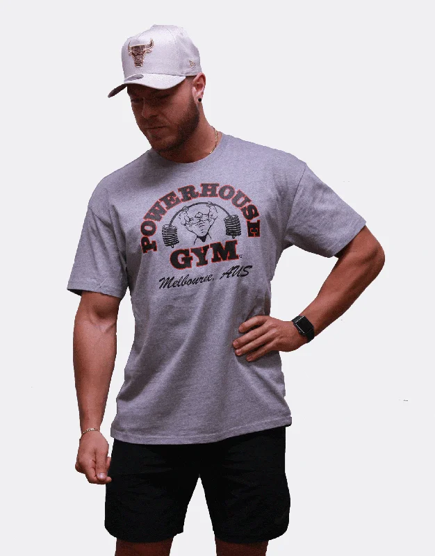 Block T-Shirt Grey/Black Red Outline Elegant Classic Vintage