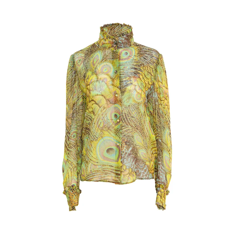 Barbara Rizzi Atelier Rania Long Sleeve Yellow Shirt Zippered Buttoned Snapped