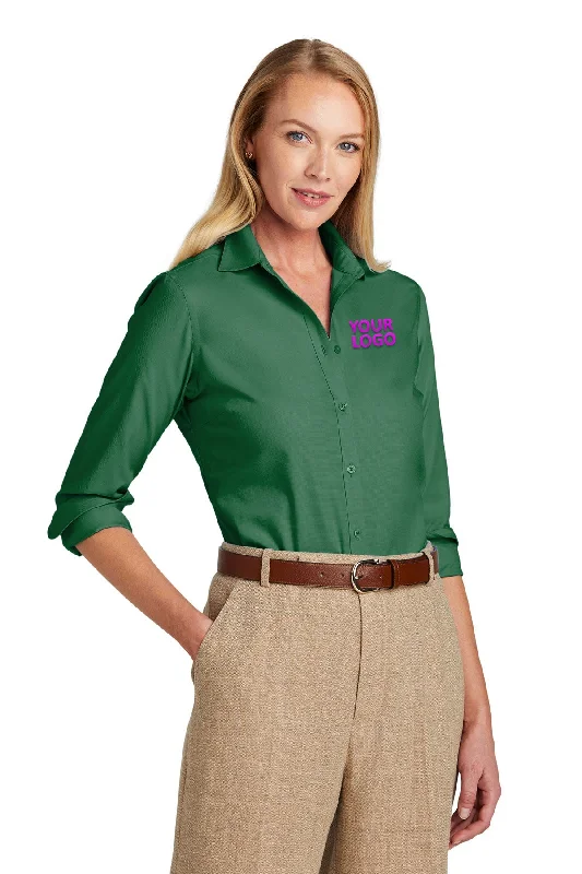 Brooks Brothers Womens Wrinkle-Free Stretch Nailhead Shirt, Club Green Solid Color Striped Floral Brooks Brothers Womens Wrinkle-Free Stretch Nailhead Shirt, Club Green Solid Color Striped Floral