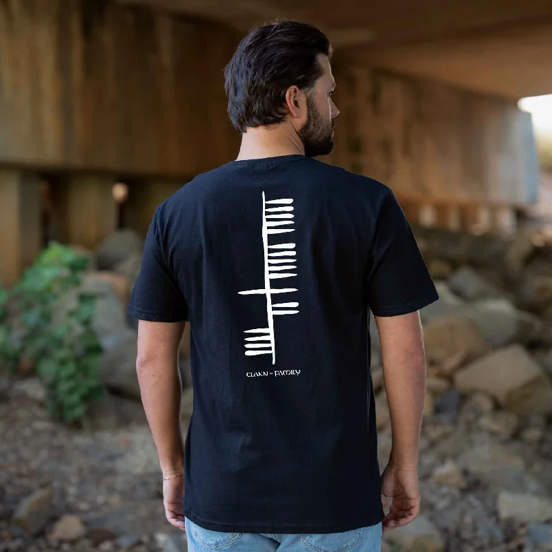 Ogham Family T-Shirt, Black Seamless Knitted Crochet