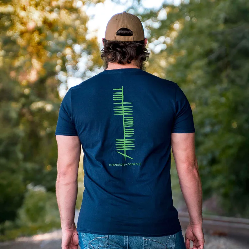 Ogham Courage T-Shirt, Navy Thin T-Shirt Open Front Quick Dry