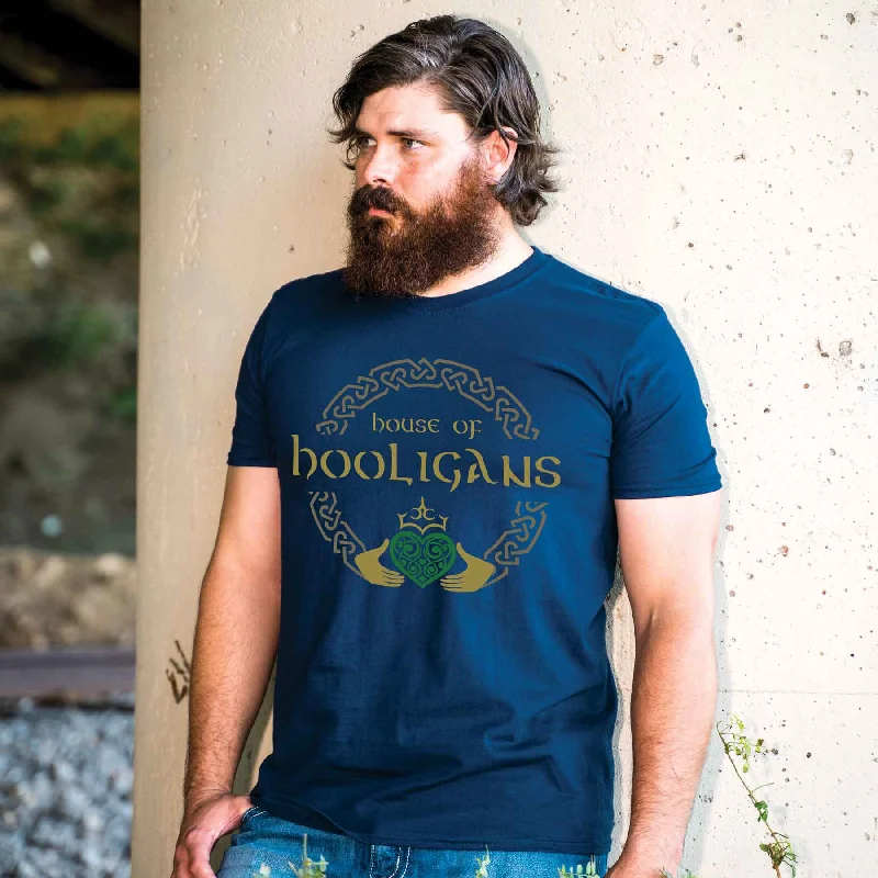 House of Hooligans T-Shirt, Navy Terry Blend Velvet Blend Canvas Blend