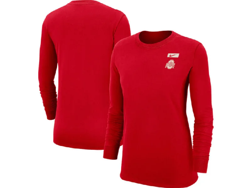 Women's Long Sleeve Crew T-Shirt Solid Print Embellished