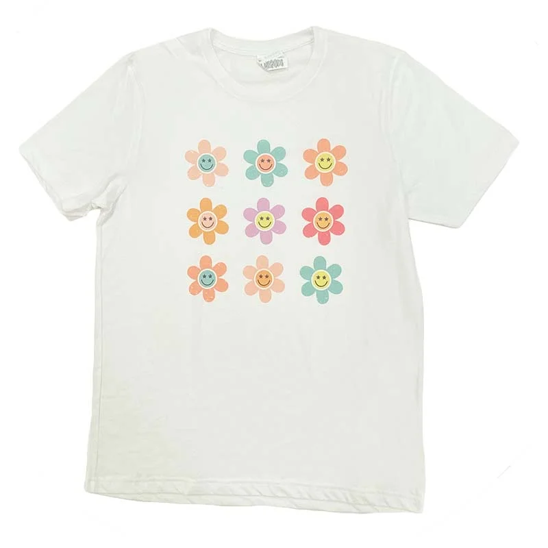 Daisy Smile Short Sleeve T-Shirt Print Jacquard Patchwork