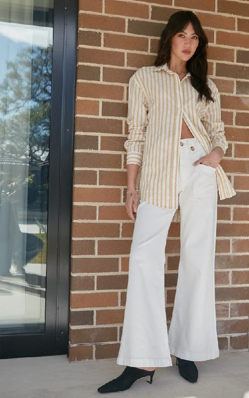 Finley Loose Stripe Shirt Satin Fabric Silk Fabric Chiffon Fabric