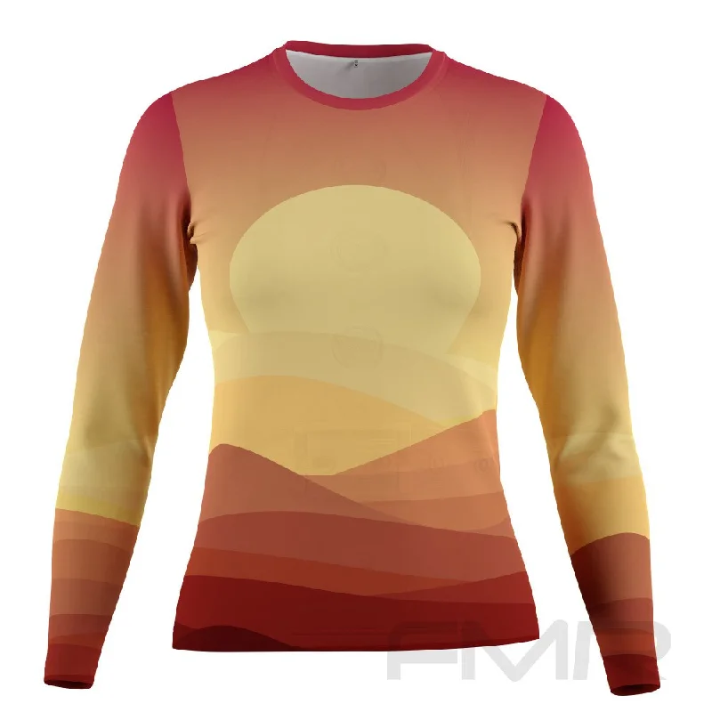 FMR Women's Dune Sunset  Performance Long Sleeve T-Shirt Collared Crew Neck Turtle Neck