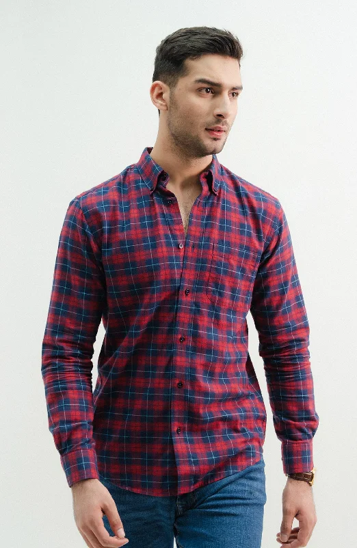 Flannel Casual Shirt Print Jacquard Patchwork