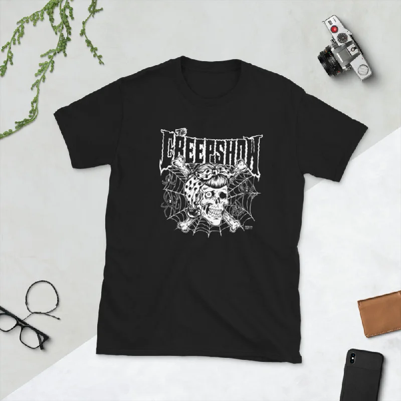 GIRL SKULL T-Shirt Collared T-Shirt Boat Neck A-Line