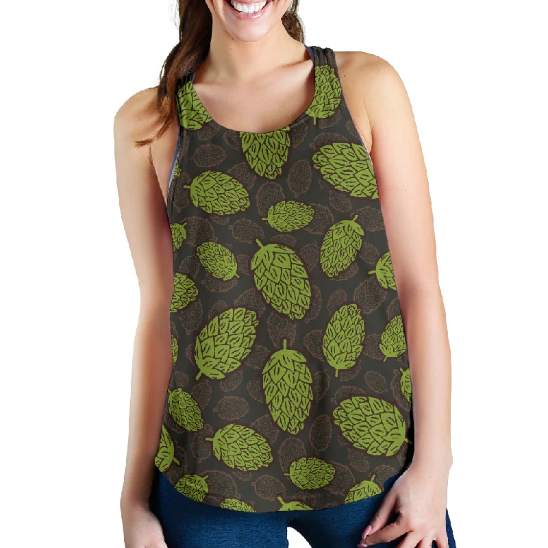 Hop pattern black background Women Racerback Tank Top scoop neck tank