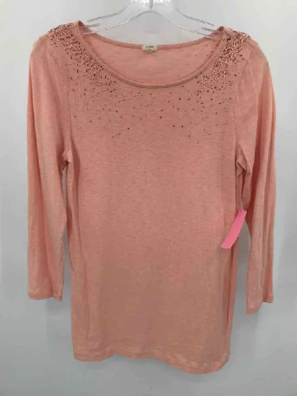 Pre-Owned J Crew Pink Size Small 3/4 Sleeve T-shirt Jersey Fabric Tulle Fabric Batik Fabric