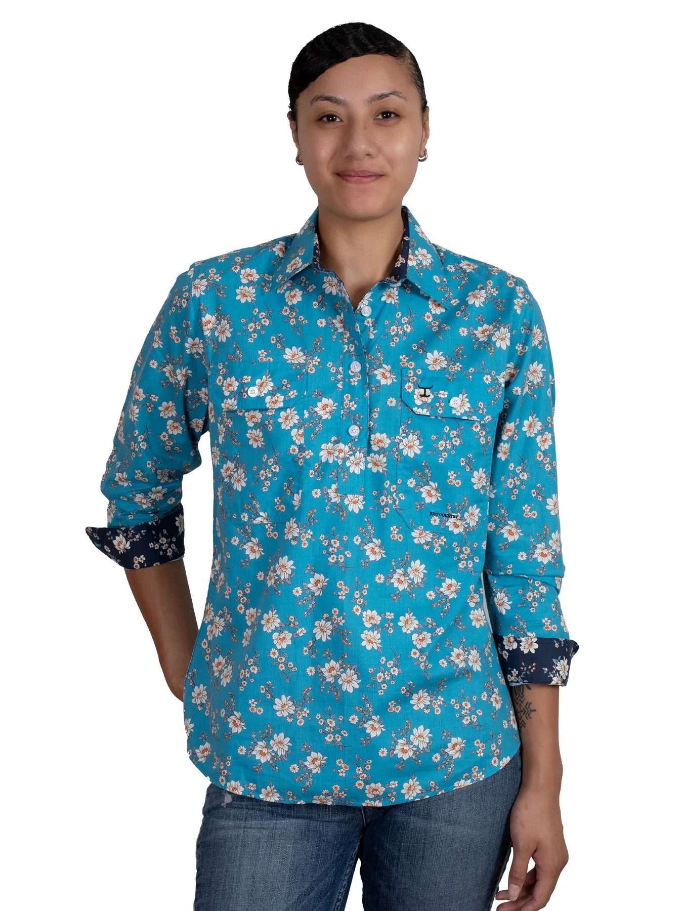 Just Country Women's - Georgie - Half Button Shirt Polka Dot Checkered Tartan