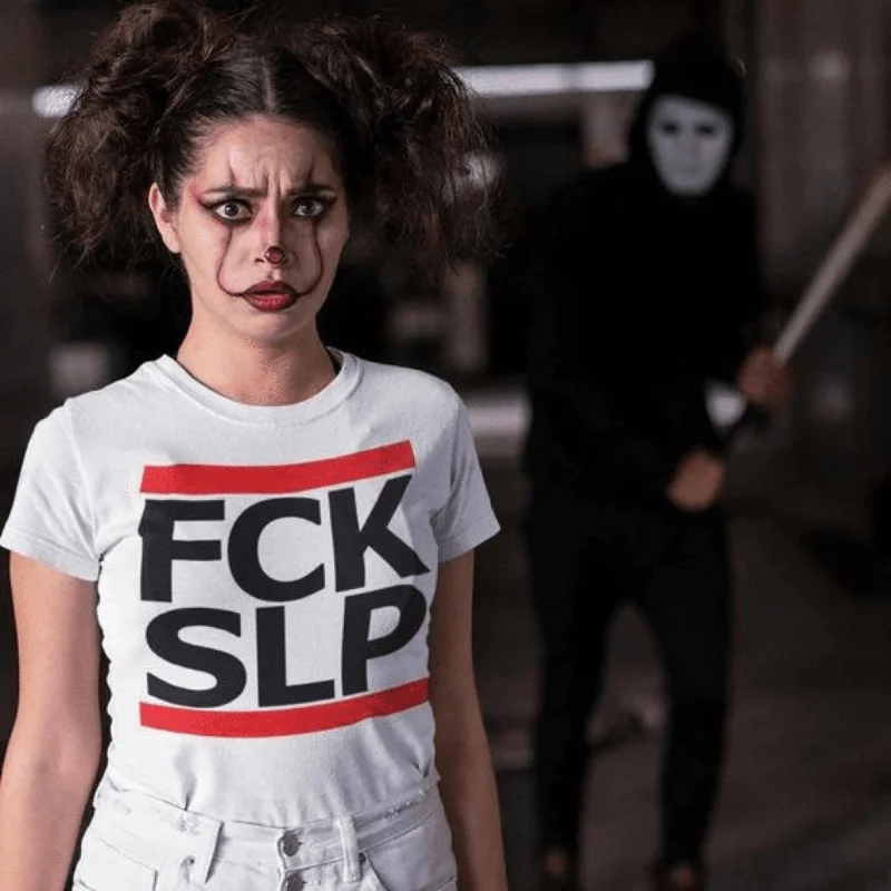 FCK SLP / F*ck Sleep T-Shirt (schwarz oder weiß / Frauen) Plaid T-Shirt Polka Dot Checkered FCK SLP / F*ck Sleep T-Shirt (schwarz oder weiß / Frauen) Plaid T-Shirt Polka Dot Checkered