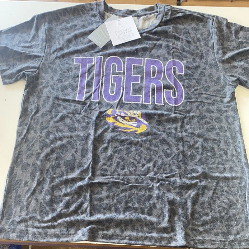 LSU Tigers Women’s Shirt - Black/Cheeta Print Polka Dot Checkered Tartan