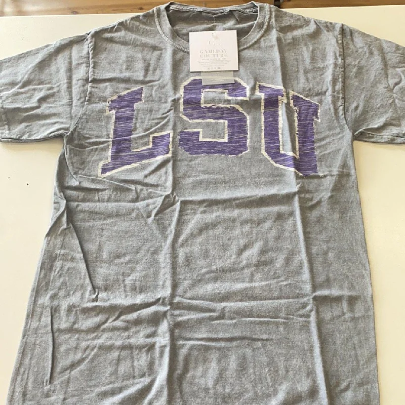 LSU Women’s Shirt - Gray Cotton Fabric Linen Fabric Terry Fabric