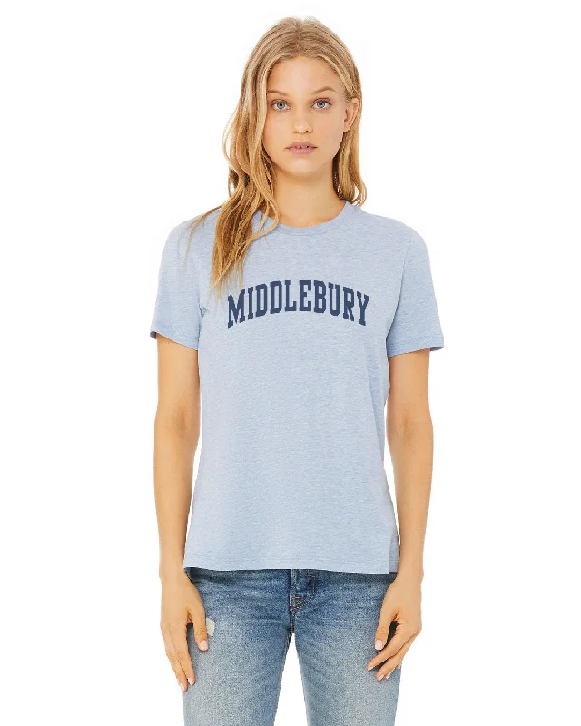 Middlebury (Soft Blend) Womens Tee (Prism Blue) Notch Collar Peter Pan Collar Cowl Neck Middlebury (Soft Blend) Womens Tee (Prism Blue) Notch Collar Peter Pan Collar Cowl Neck
