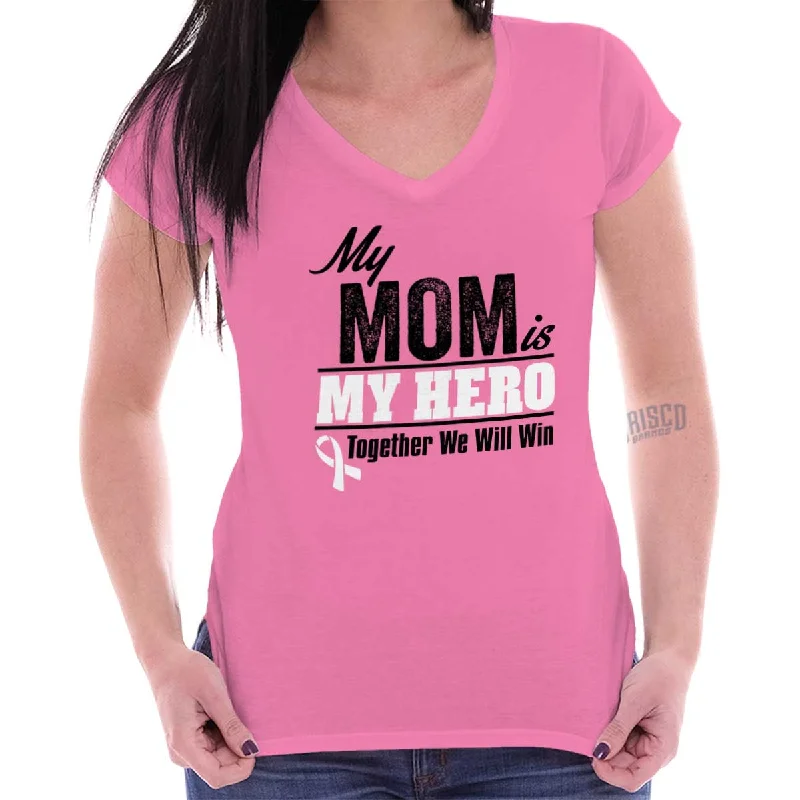 Together We Will Win Junior Fit V-Neck T Shirt Asymmetrical Pockets Print