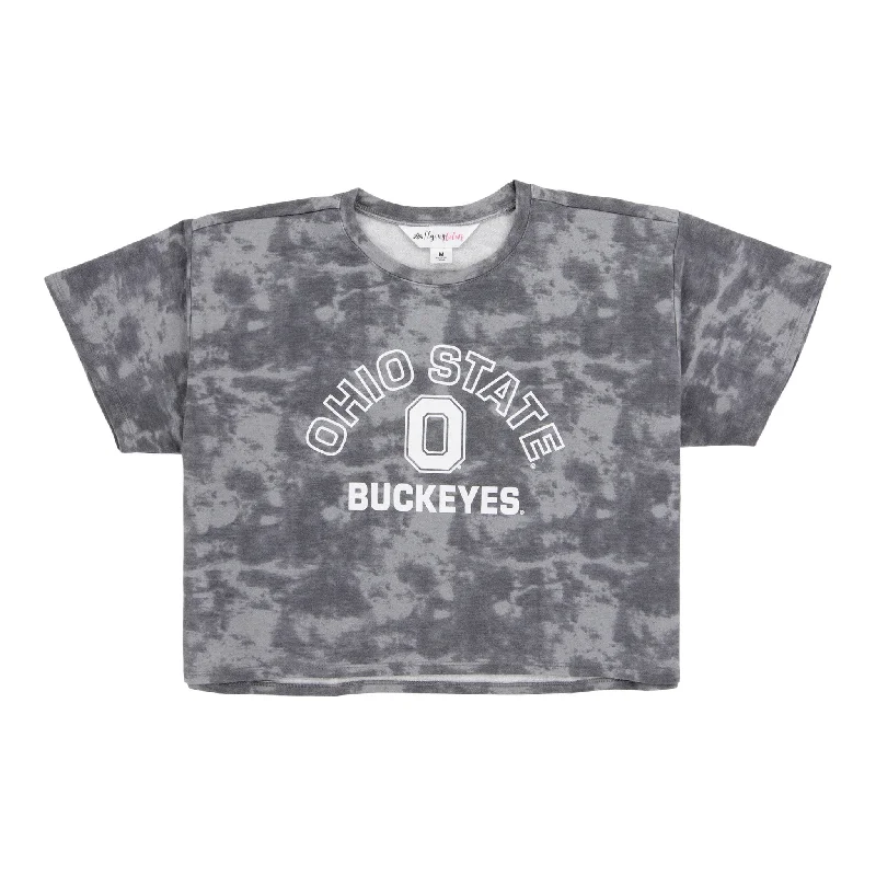 Women's Kimberly Tie Dye Crop T-Shirt Graphic Embroidered Appliqued