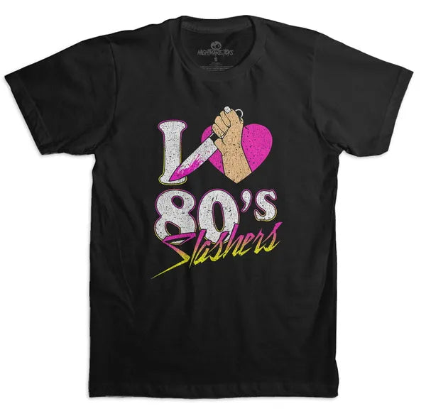 Nightmare Toys - I Love 80s Slashers Shirt Collared T-Shirt Boat Neck A-Line