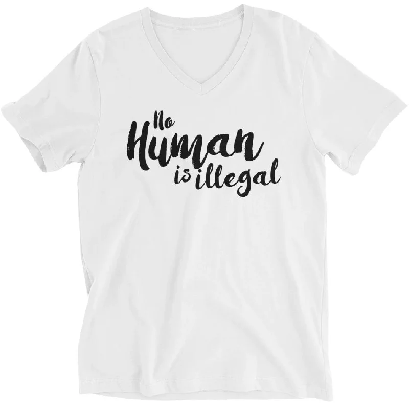 No Human Is Illegal -- Unisex T-Shirt Welt Pockets Slit Pockets