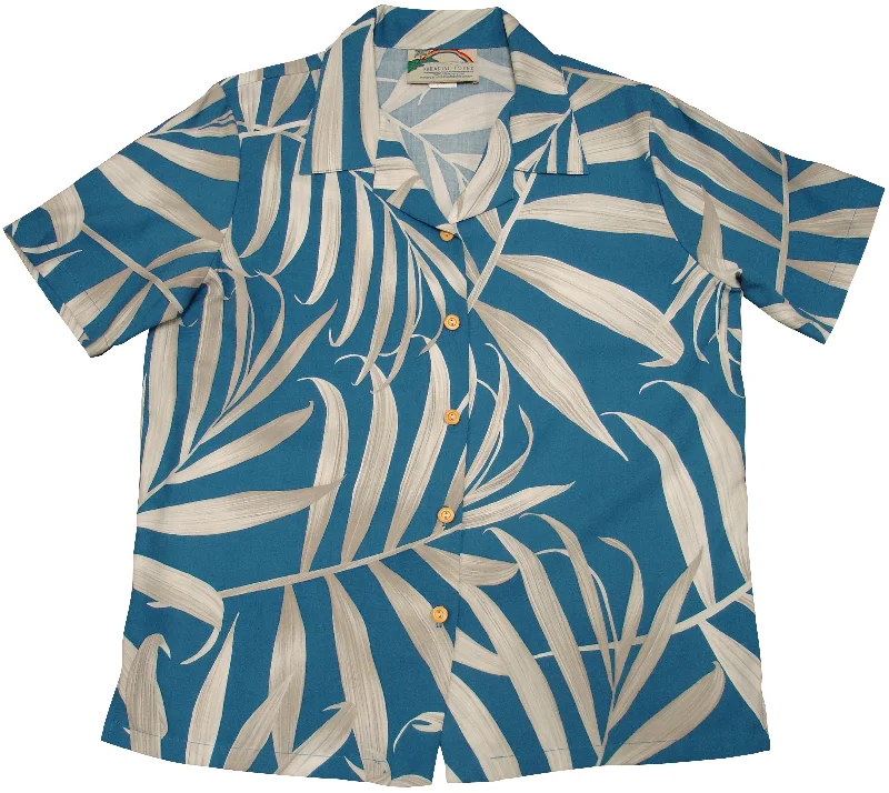 Palm Fronds Women's Hawaiian Camp Shirt Chenille Fabric Brocade Fabric Lace Fabric