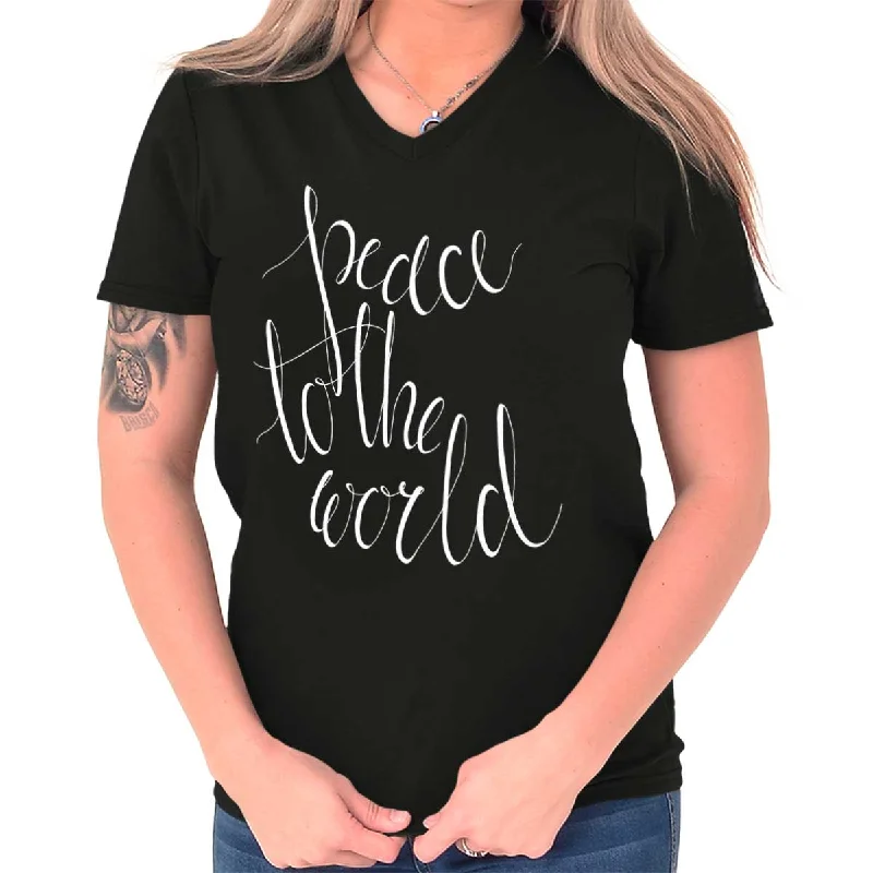 Peace To The World V-Neck T-Shirt Layered Multi-layer Single Layer