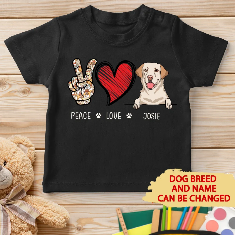 Peace Love Dog - Personalized Custom Youth T-shirt Satin Blend Silk Blend Wool Blend Peace Love Dog - Personalized Custom Youth T-shirt Satin Blend Silk Blend Wool Blend
