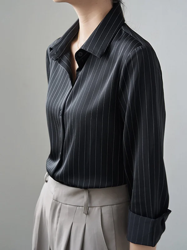 Pinstripe Vocational Shirt Oversized T-Shirt Spandex breathable