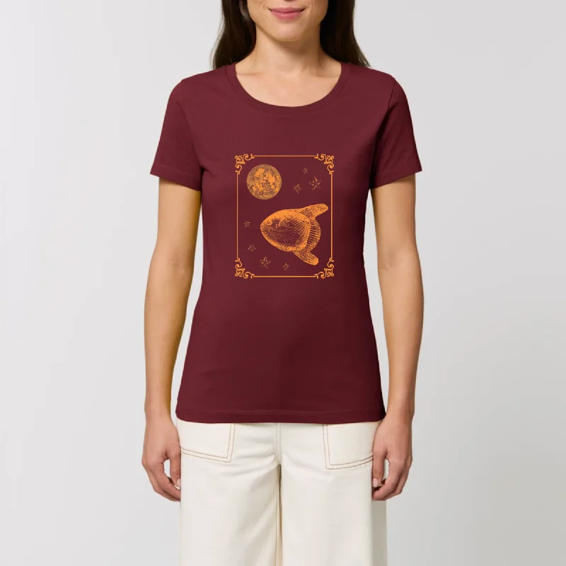 Poisson-lune | T-shirt Femme 100% Coton BIO - EXPRESSER Denim Fabric Leather Fabric Suede Fabric Poisson-lune | T-shirt Femme 100% Coton BIO - EXPRESSER Denim Fabric Leather Fabric Suede Fabric