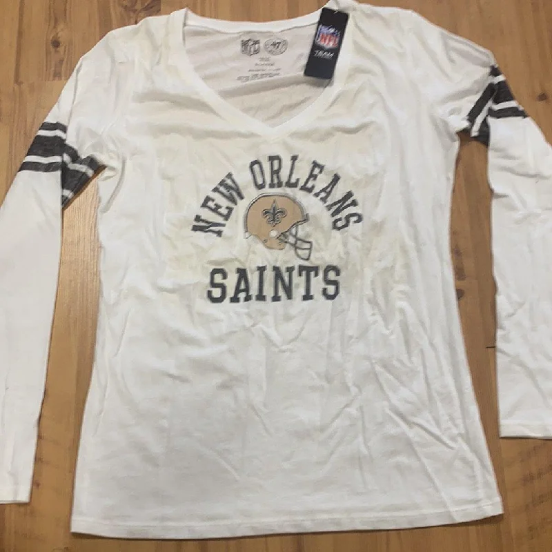 Saints Long Sleeve Women’s Shirt - White Print Jacquard Patchwork