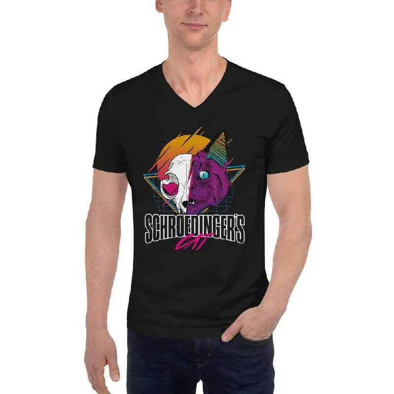 Schroedinger's Cat Retro - Unisex V-Neck T-Shirt Front Pockets Side Pockets Patch Pockets Schroedinger's Cat Retro - Unisex V-Neck T-Shirt Front Pockets Side Pockets Patch Pockets