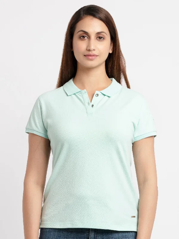 Women's Basic Polo T-Shirt Fleece Nylon Spandex
