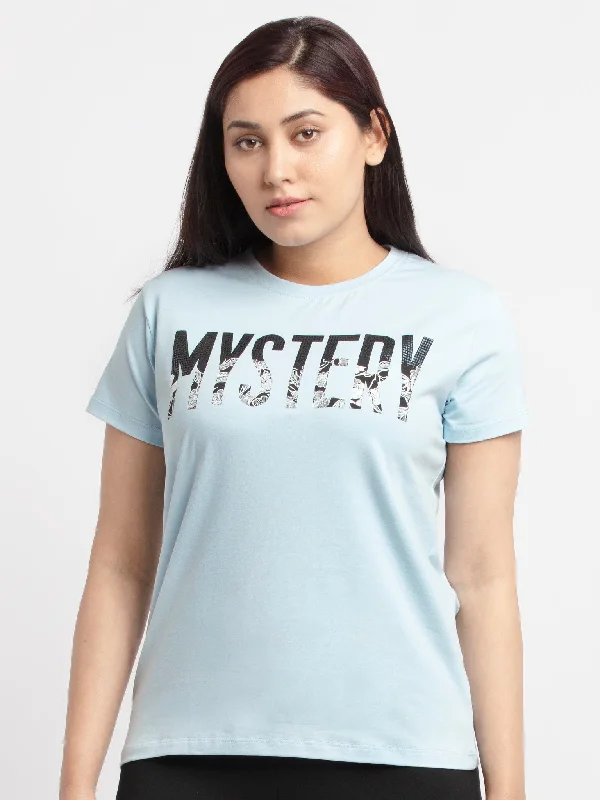 Women Printed Round Neck T-Shirt Iron Safe Non-Iron Wrinkle Free
