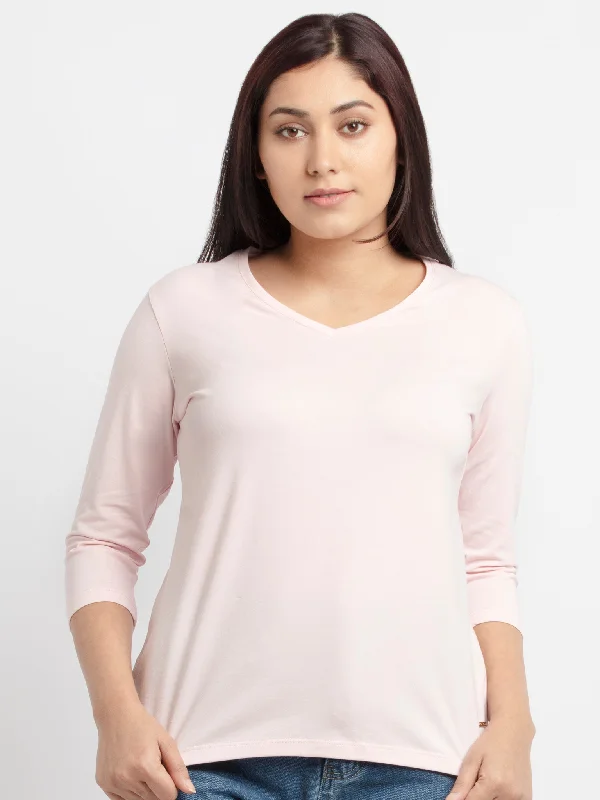 Women Basic V Neck T-Shirt Fashionable Trendy Casual