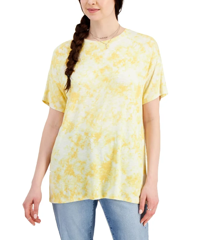 Style & Co Womens Printed Drapey T-Shirt Layered Multi-layer Single Layer