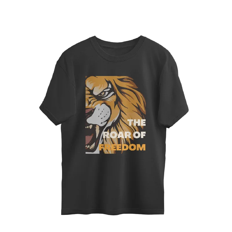 The Roar of Freedom - Oversized Unisex Tee Knit Fabric Woven Fabric Fleece Fabric