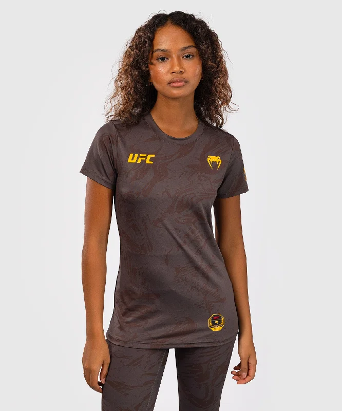 UFC Fusion by Venum Fight Week Women’s Dry-Tech T-Shirt - Earthen Brown Striped Floral Plaid UFC Fusion by Venum Fight Week Women’s Dry-Tech T-Shirt - Earthen Brown Striped Floral Plaid