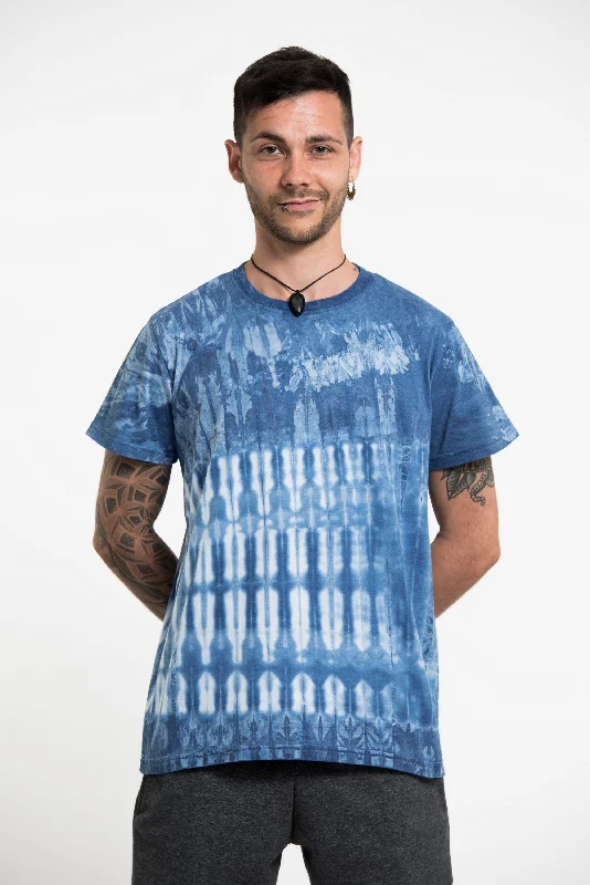Unisex Indigo Tie Dye Vertical Stripes T-shirt Nylon Fabric Polyester Fabric Spandex Fabric Unisex Indigo Tie Dye Vertical Stripes T-shirt Nylon Fabric Polyester Fabric Spandex Fabric