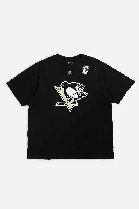 Vintage Pittsburgh Penguins NHL Tee - L Notch Collar Peter Pan Collar Cowl Neck
