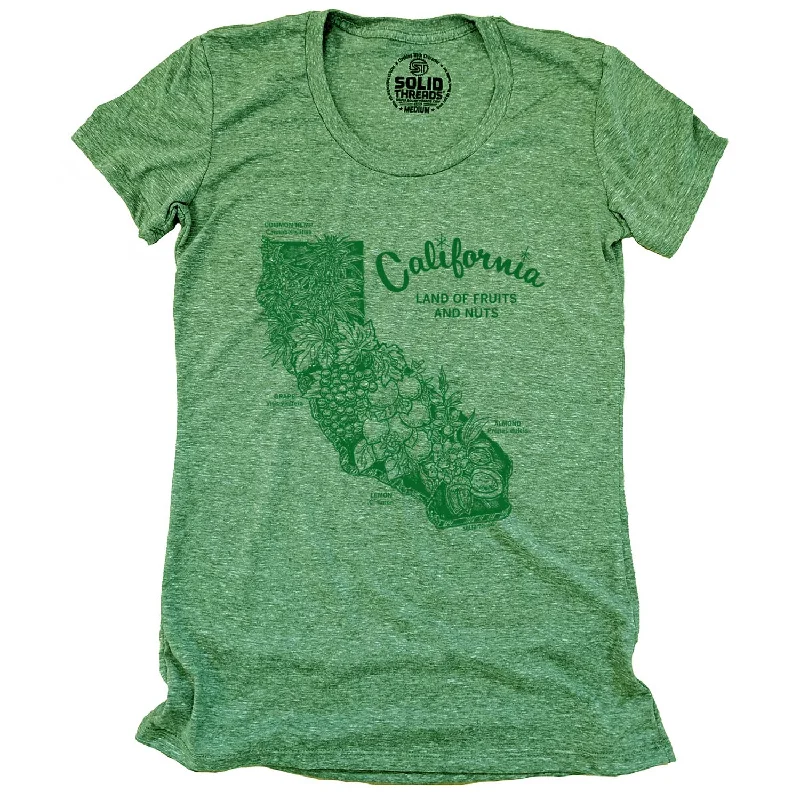 Women's California Land of Fruits and Nuts T-shirt Spandex Blend Rayon Blend Denim Blend Women's California Land of Fruits and Nuts T-shirt Spandex Blend Rayon Blend Denim Blend
