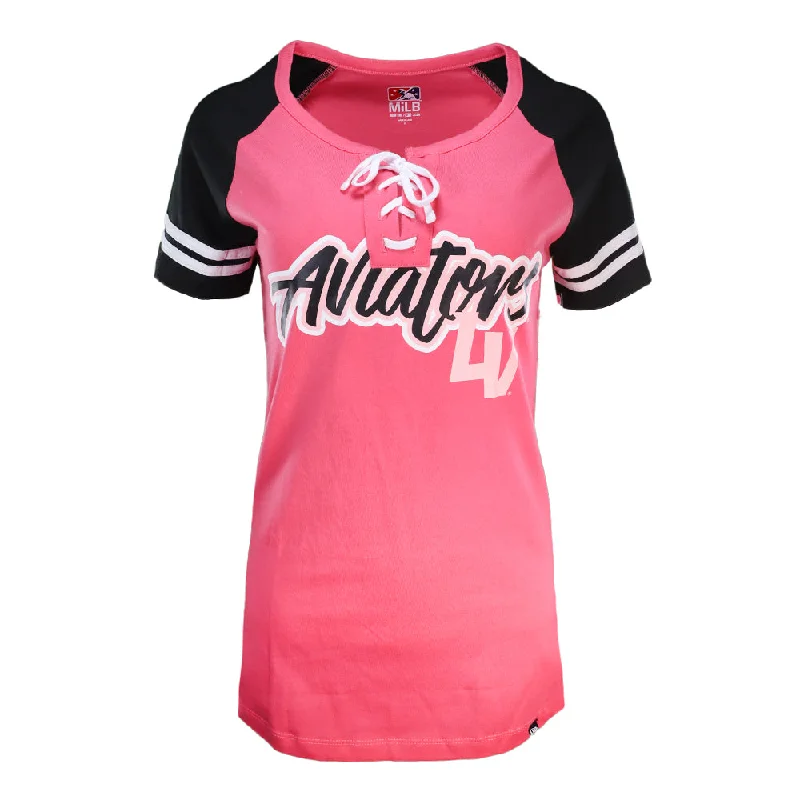 Women's Las Vegas Aviators New Era Aviators LV Pink/Black Short Sleeve T-Shirt Knit Fabric Woven Fabric Fleece Fabric Women's Las Vegas Aviators New Era Aviators LV Pink/Black Short Sleeve T-Shirt Knit Fabric Woven Fabric Fleece Fabric