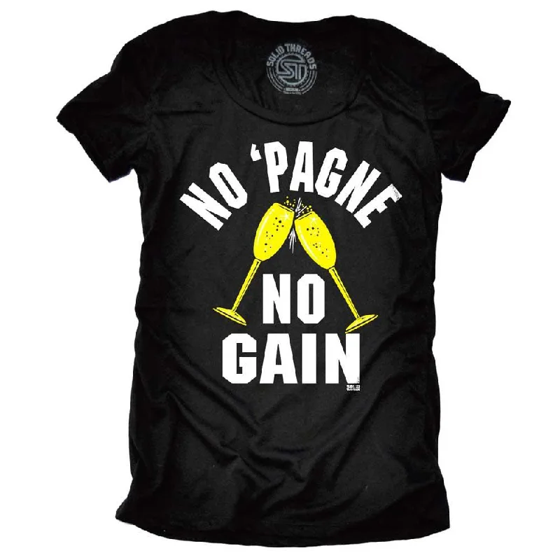 Women's No Pagne No Gain T-shirt Satin Blend Silk Blend Wool Blend