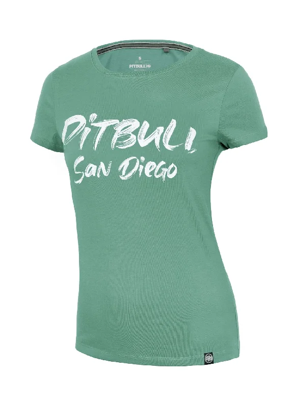 Women's T-Shirt Brush - Mint Asymmetrical Pockets Print
