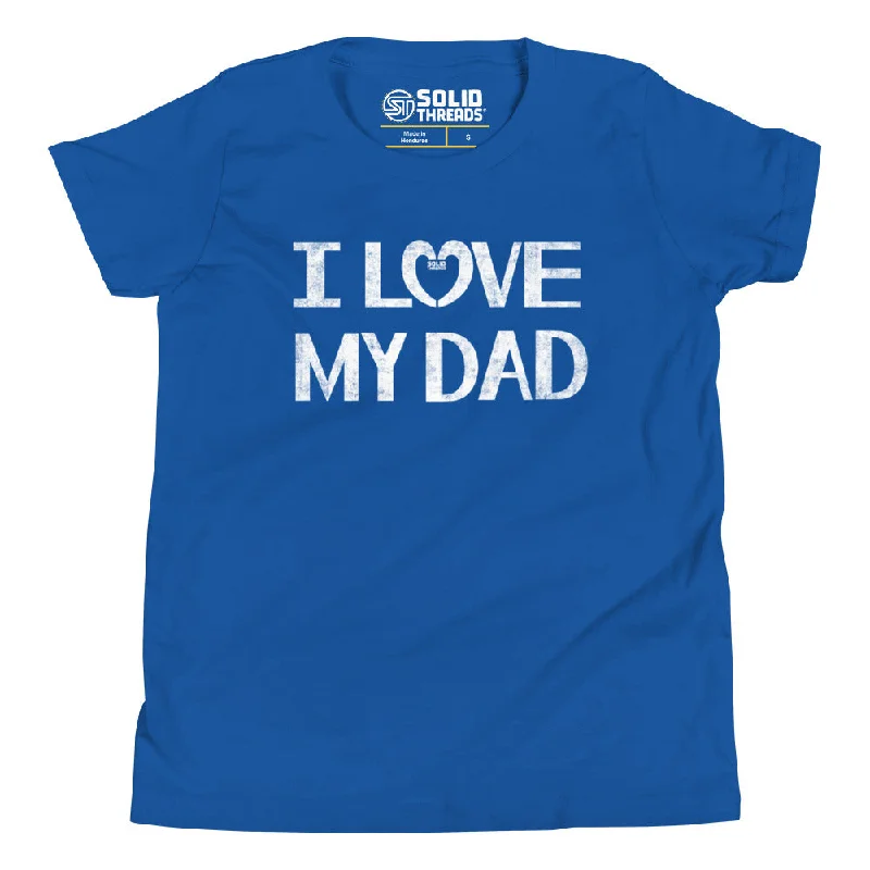 Youth I Love My Dad Extra Soft T-Shirt Polka Dot Checkered Tartan