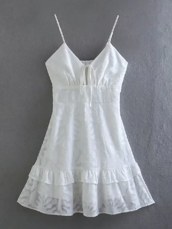Zjkrl - 2023 Summer Women White Sling Sexy Chiffon Dress Sleeveless Fashion Mini Ladies Dresses Tunic Top Casual