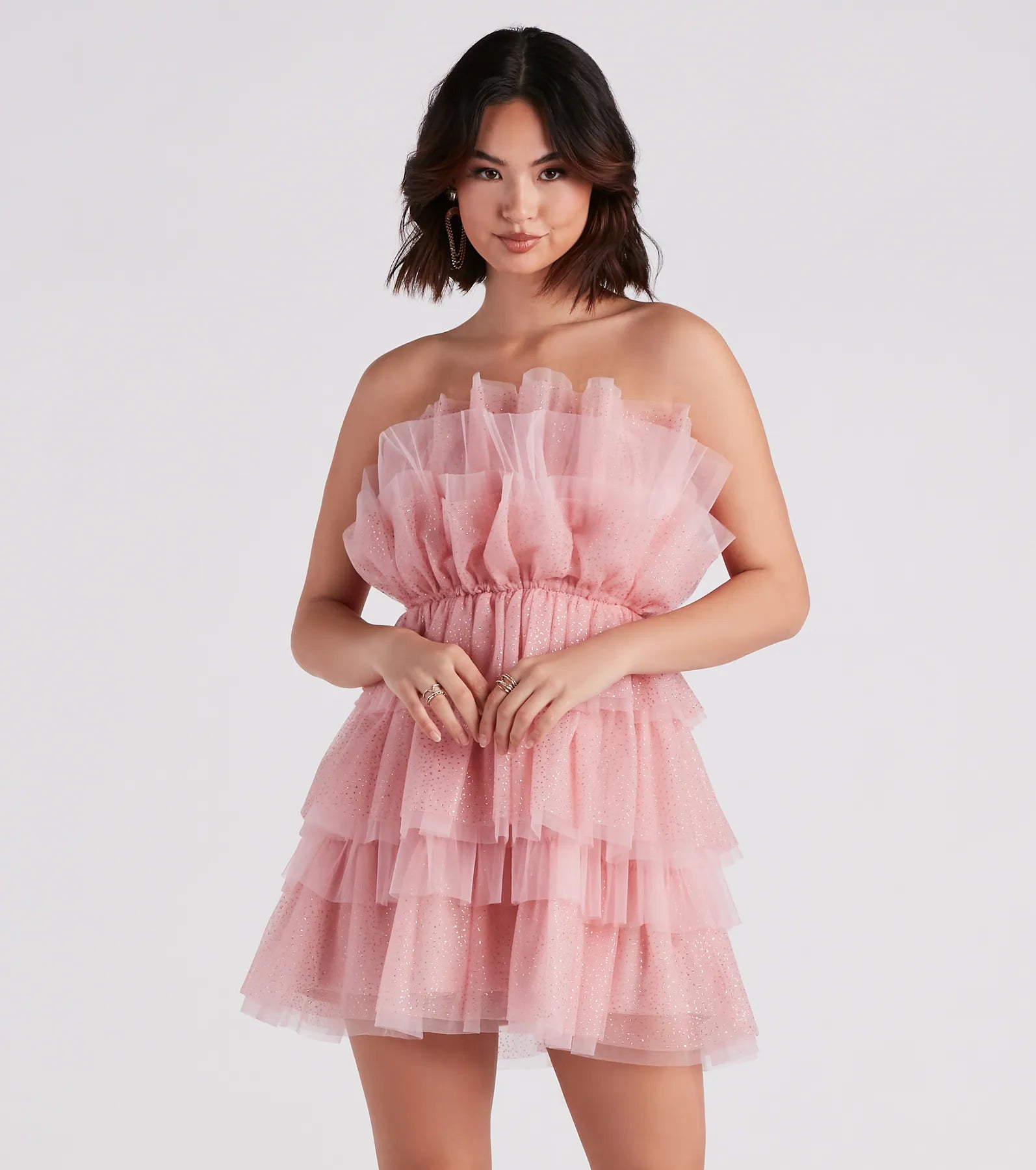 Alisa Glitter Tulle Short Party Dress Tunics Wedding white