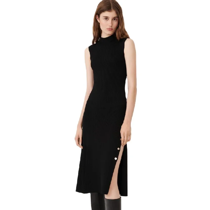 Black Knit Sleeveless Dress Women knitwear Custom long knit skirt Tunics Business professional