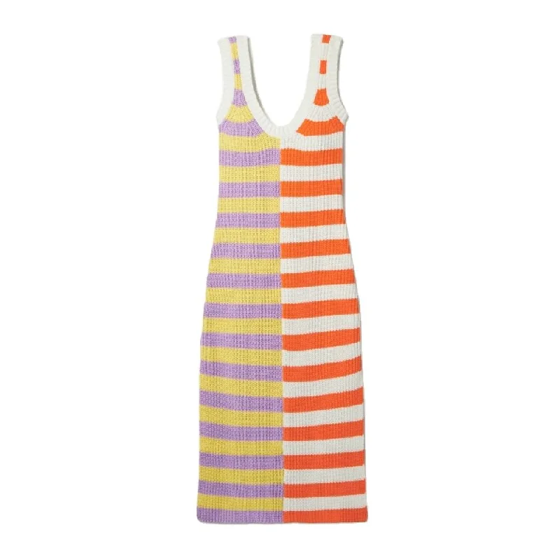 Women stripe dress ladies knitted dress women cotton skirt Tunics Evening elegant