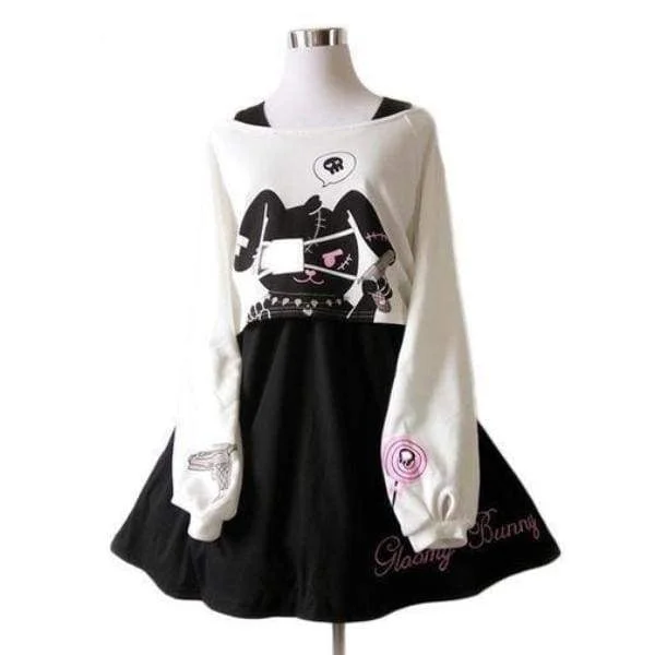 Evil Bunny Dress Cowl Neckline Elegant