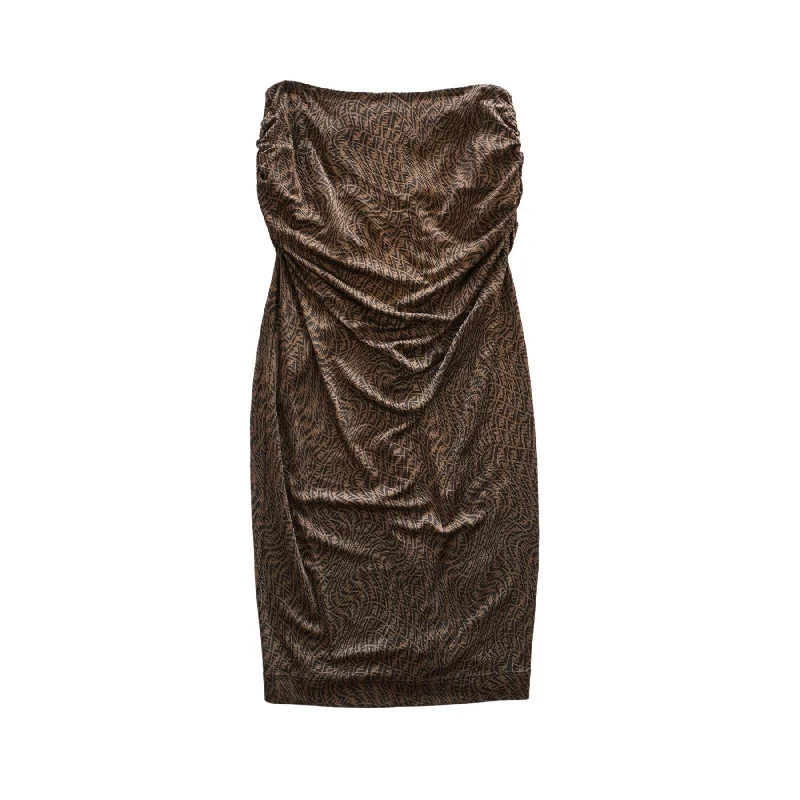 Fendi 'Zucca' Midi Dress - Women's 46 Crew Neckline Casual